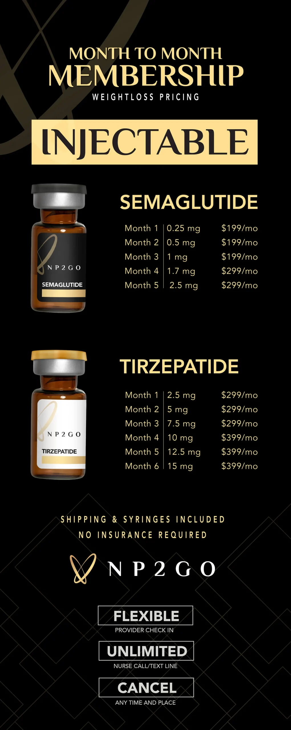 New Weight Loss Pricing - NP2GO New Pricing Graphic