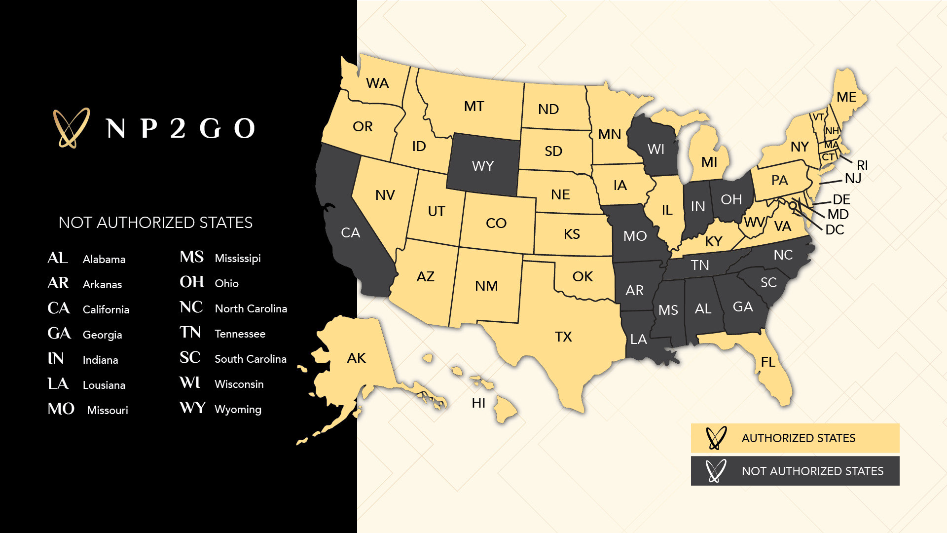 24-08-01 - NP2GO - Authorized Map Horizontal V22 Authorized States Map